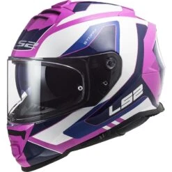 Casco Integrale Moto Doppia Visiera Ls2 FF800 Storm TECHY Bianco Rosa