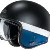 Casco Jet Custom In Fibra HJC V30 PEROT MC2SF Nero Bianco Blu Opaco