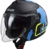Casco Jet Moto Ls2 Doppia Visiera Ls2 OF573 TWISTER 2 Xover Nero Opaco Blu