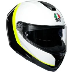Casco Modulare In Carbonio Moto Agv SPORTMODULAR Multi RAY Carbonio Bianco Giallo Fluo