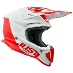 Casco Moto Cross Enduro Just1 J18 + MIPS PULSAR Bianco Rosso Opaco
