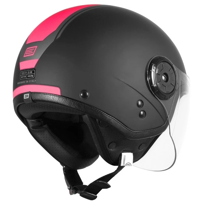 Casco Moto Demi-Jet Origine NEON SCOOP Fucsia Nero Opaco 2 Casco Moto Demi-Jet Origine NEON SCOOP Fucsia Nero Opaco - Image 2