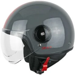 Casco Moto Demi-Jet Ska-P 1WG WOLLI DUO Visiera Sagomata Grafite Rosso