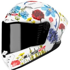 Casco Moto Integrale In Carbonio Ls2 FF805 THUNDER C GP FLOWERS Bianco