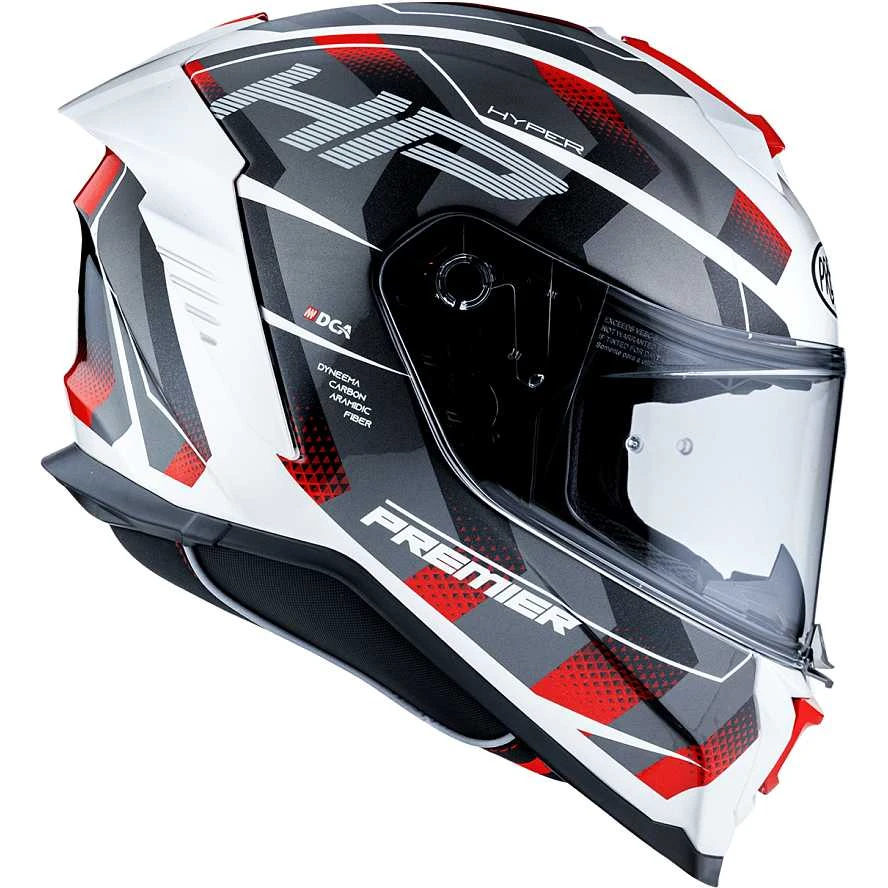 Premier® Casco Moto Integrale Premier HYPER HP2 Bianco Rosso 2 Premier® Casco Moto Integrale Premier HYPER HP2 Bianco Rosso - Image 2