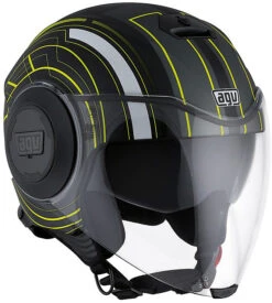 Casco Moto Jet Agv Fluid Doppia Visiera Multi Chicago Nero Giallo Opaco