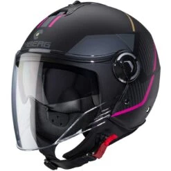 Casco Moto Jet Caberg RIVIERA V4X GEO Nero Opaco Rosa Antracite