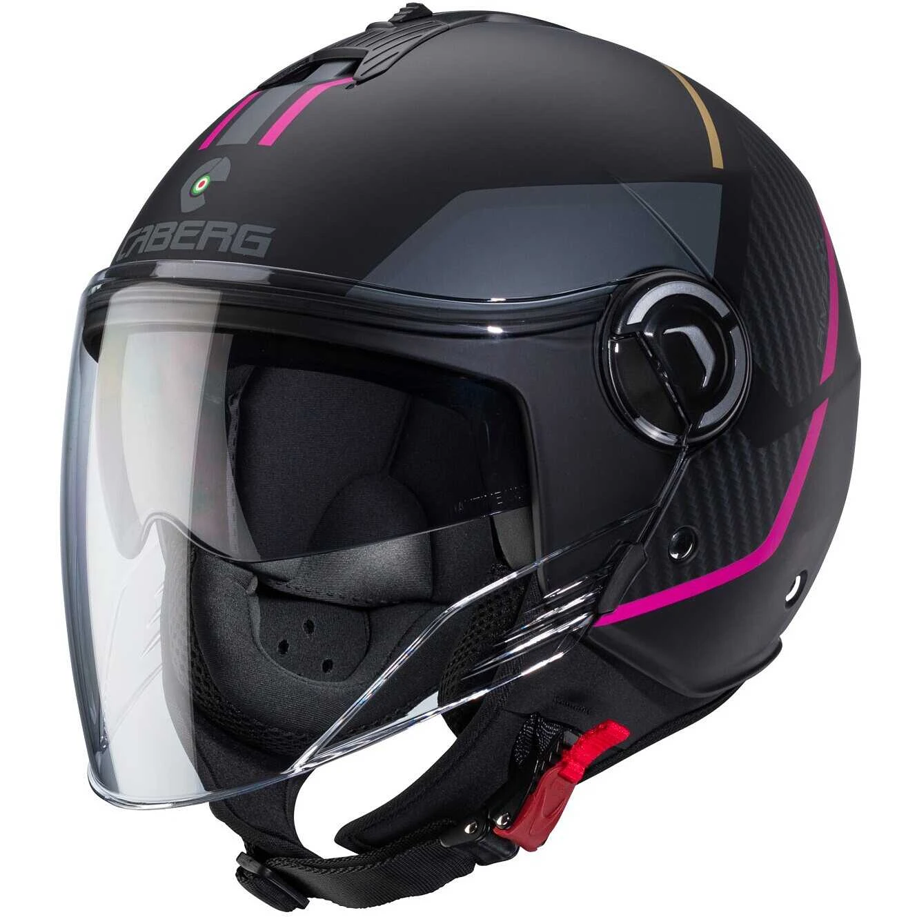 Casco Moto Jet Caberg RIVIERA V4X GEO Nero Opaco Rosa Antracite 1 Casco Moto Jet Caberg RIVIERA V4X GEO Nero Opaco Rosa Antracite