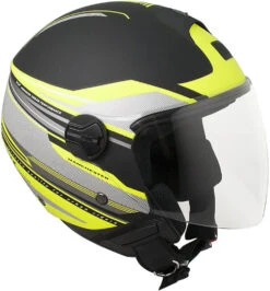 Casco Moto Jet CGM Con Visiera Lunga 107X Manchester Nero Opaco Giallo