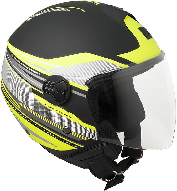 Casco Moto Jet CGM Con Visiera Lunga 107X Manchester Nero Opaco Giallo 1 Casco Moto Jet CGM Con Visiera Lunga 107X Manchester Nero Opaco Giallo