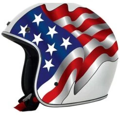 Casco Moto Jet Custom AFX FX-76 Flags Freedom Bianco