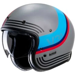 Casco Moto Jet Custom Hjc V31 BYRON MC21SF Grigio Opaco Rosso Azzurro