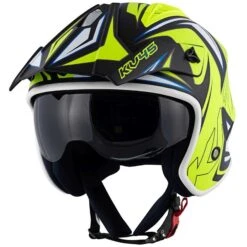 Casco Moto Jet Kappa KV45 Trial Gemini Nero Opaco Giallo Bianco