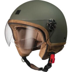 Casco Moto Jet Motocubo ANT Verde Opaco Visiera Elicotterista