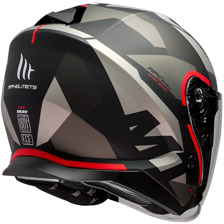 Casco Moto Jet Mt Helmet THUNDER Sv Jet BOW A5 Nero Rosso Opaco 2 Casco Moto Jet Mt Helmet THUNDER Sv Jet BOW A5 Nero Rosso Opaco - Image 2