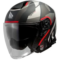 Casco Moto Jet Mt Helmet THUNDER Sv Jet BOW A5 Nero Rosso Opaco