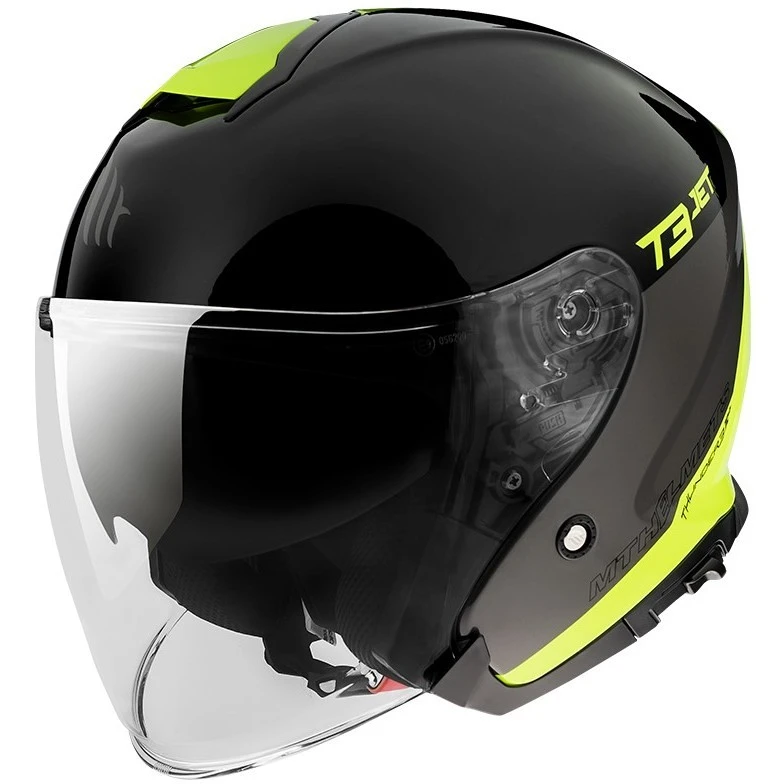 Casco Moto Jet MT Helmets Thunder3 SV Jet Xpert C3 Giallo Fluo Lucido 2 Casco Moto Jet MT Helmets Thunder3 SV Jet Xpert C3 Giallo Fluo Lucido - Image 2