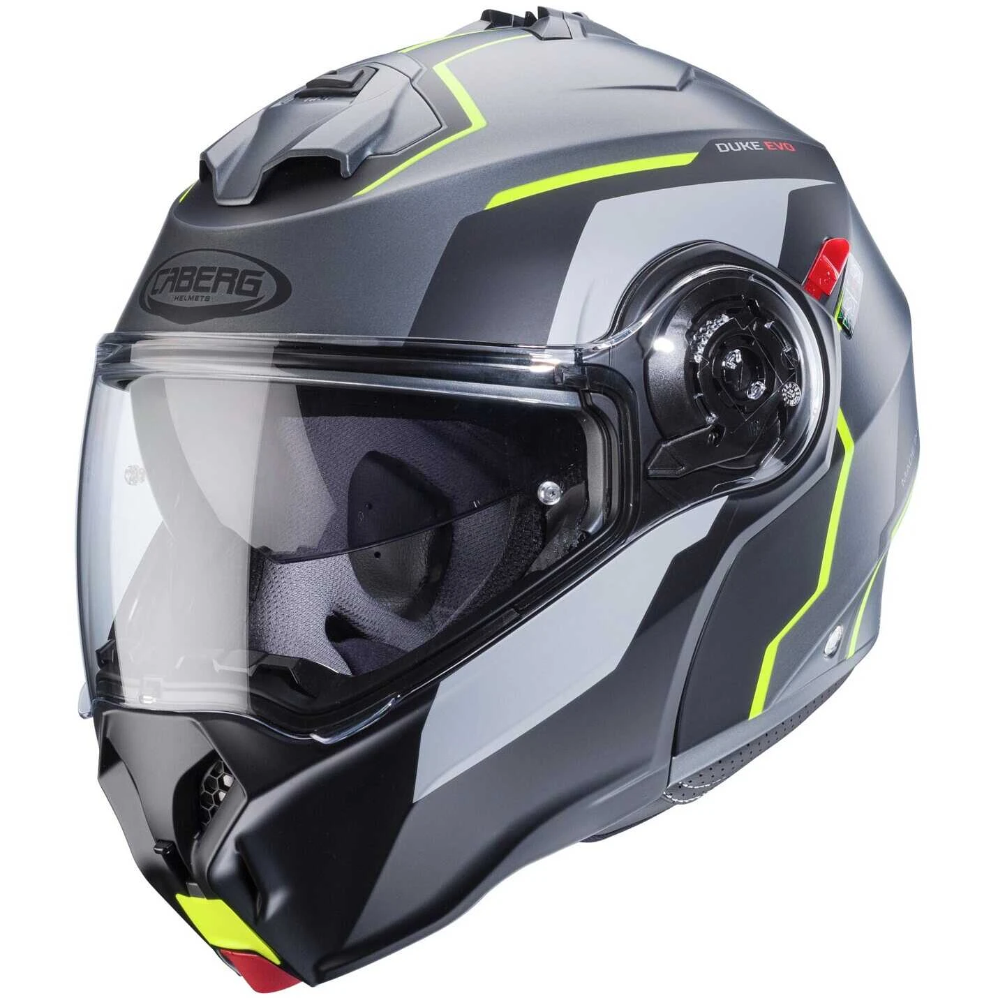 Casco Moto Modulare Omologato P/J Caberg DUKE EVO MOVE Grigio Opaco Nero Giallo Fluo 1 Casco Moto Modulare Omologato P/J Caberg DUKE EVO MOVE Grigio Opaco Nero Giallo Fluo