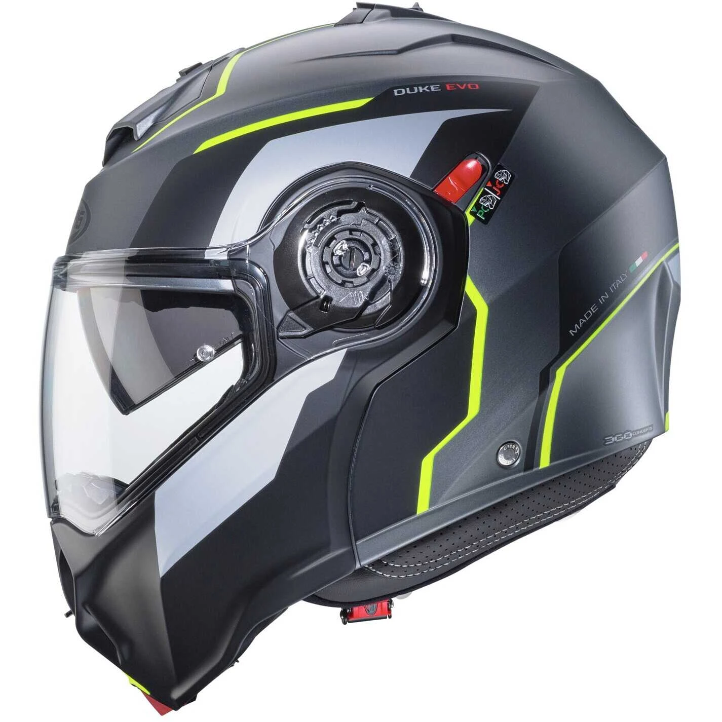 Casco Moto Modulare Omologato P/J Caberg DUKE EVO MOVE Grigio Opaco Nero Giallo Fluo 3 Casco Moto Modulare Omologato P/J Caberg DUKE EVO MOVE Grigio Opaco Nero Giallo Fluo - Image 3