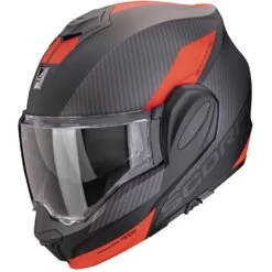 Casco Moto Modulare P/J Scorpion EXO-TECH EVO TEAM Nero Argento Rosso