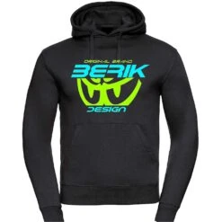 Felpa Berik 2.0 Con Cappuccio FC Dual 11 Stampata Con Logo Celeste Giallo Fluo