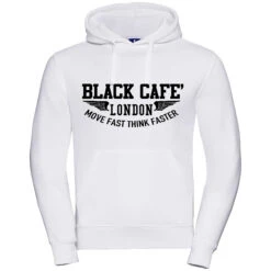 Felpa Black Cafè London 2.0 Con Cappuccio Stampata Bianco Nero