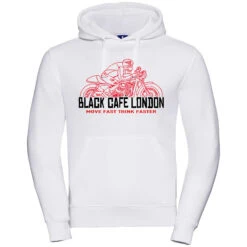 Felpa Black Cafè London 2.0 Con Cappuccio Stampata Bianco Rosso