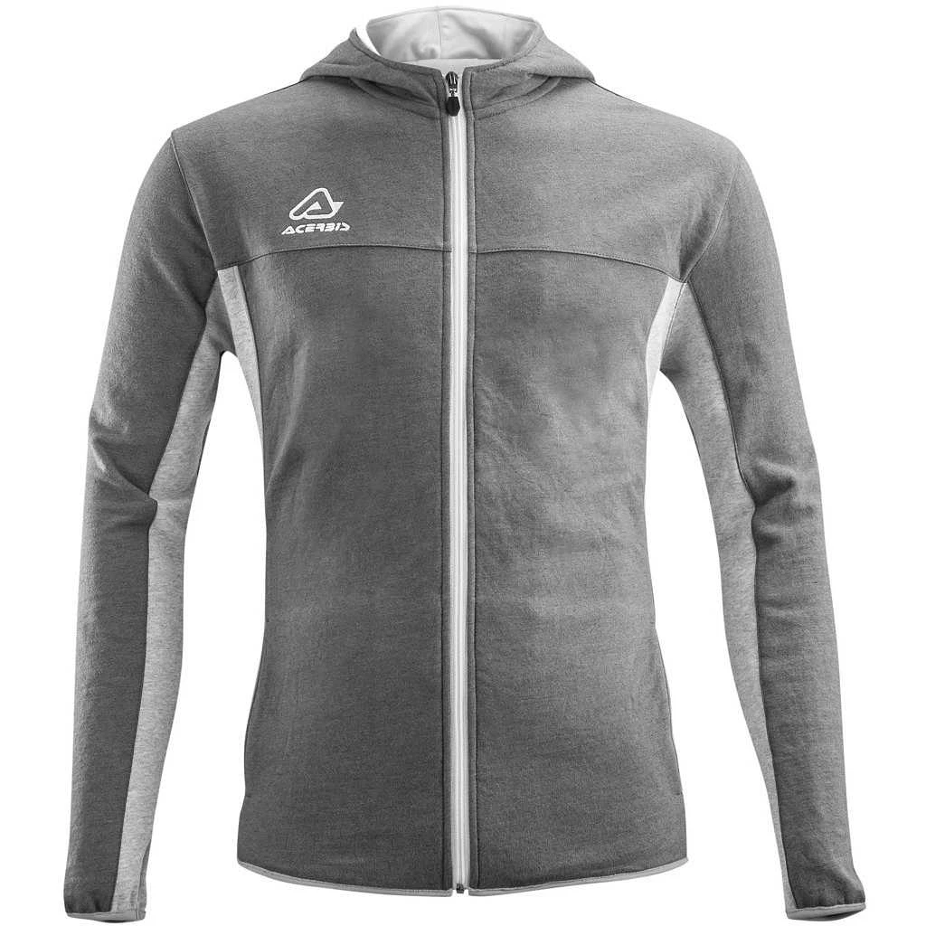 Felpa Con Cappuccio Acerbis BELATRIX Grigio Bianco 2 Felpa Con Cappuccio Acerbis BELATRIX Grigio Bianco - Image 2