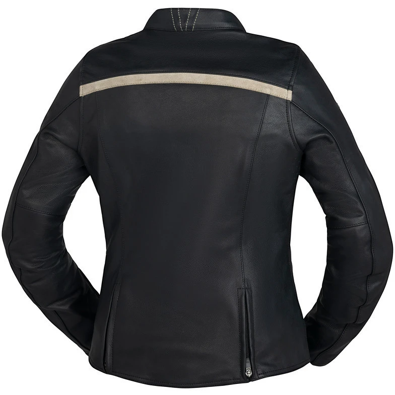 Giacca Moto Donna In Pelle Ixs LD STRIPE Nera 2 Giacca Moto Donna In Pelle Ixs LD STRIPE Nera - Image 2