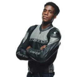 Giacca Moto In Pelle Dainese RACING 4 Traforata Nero Grigio -Dainese Italia giacca moto in pelle dainese racing 4 traforata nero grigio 146077 zoom