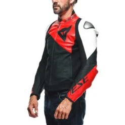 Giacca Moto In Pelle Dainese SPORTIVA Traforata Nero Lava Rosso Bianco -Dainese Italia giacca moto in pelle dainese sportiva traforata nero lava rosso bianco 146844 zoom