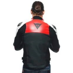Giacca Moto In Pelle Dainese SPORTIVA Traforata Nero Lava Rosso Bianco -Dainese Italia giacca moto in pelle dainese sportiva traforata nero lava rosso bianco 146846 zoom