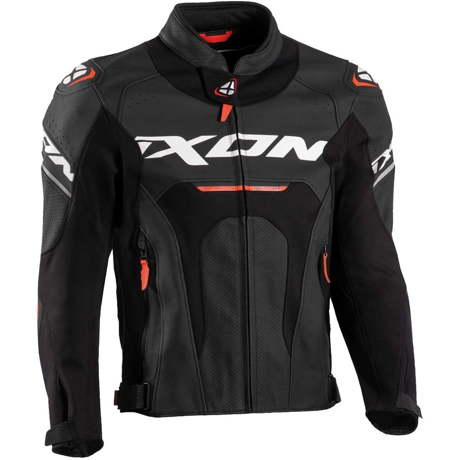 Giacca Moto In Pelle Ixon JACKAL JKT Nero Bianco Rosso 1 Giacca Moto In Pelle Ixon JACKAL JKT Nero Bianco Rosso