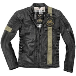 Giacca Moto In Pelle Vintage Black Cafè London LJ10677 Nero Grigio