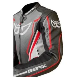 Giubbotto Moto In Pelle Berik LJ-181334C Nero Bianco Grigio Rosso Fluo -Dainese Italia giubbotto moto in pelle berik lj 181334c nero bianco grigio rosso fluo 219669