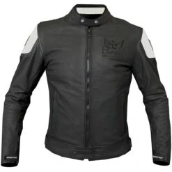 Giubbotto Moto In Pelle Berik LJ-221324-BK Nero Bianco