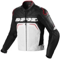 Giubbotto Moto In Pelle Traforato Racing Spidi EVORIDER PERFORATED Nero Bianco Rosso