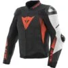 Giubbotto Moto Pelle Dainese SUPER SPEED 4 Traforata Nero Opaco Bianco Fluo Rosso