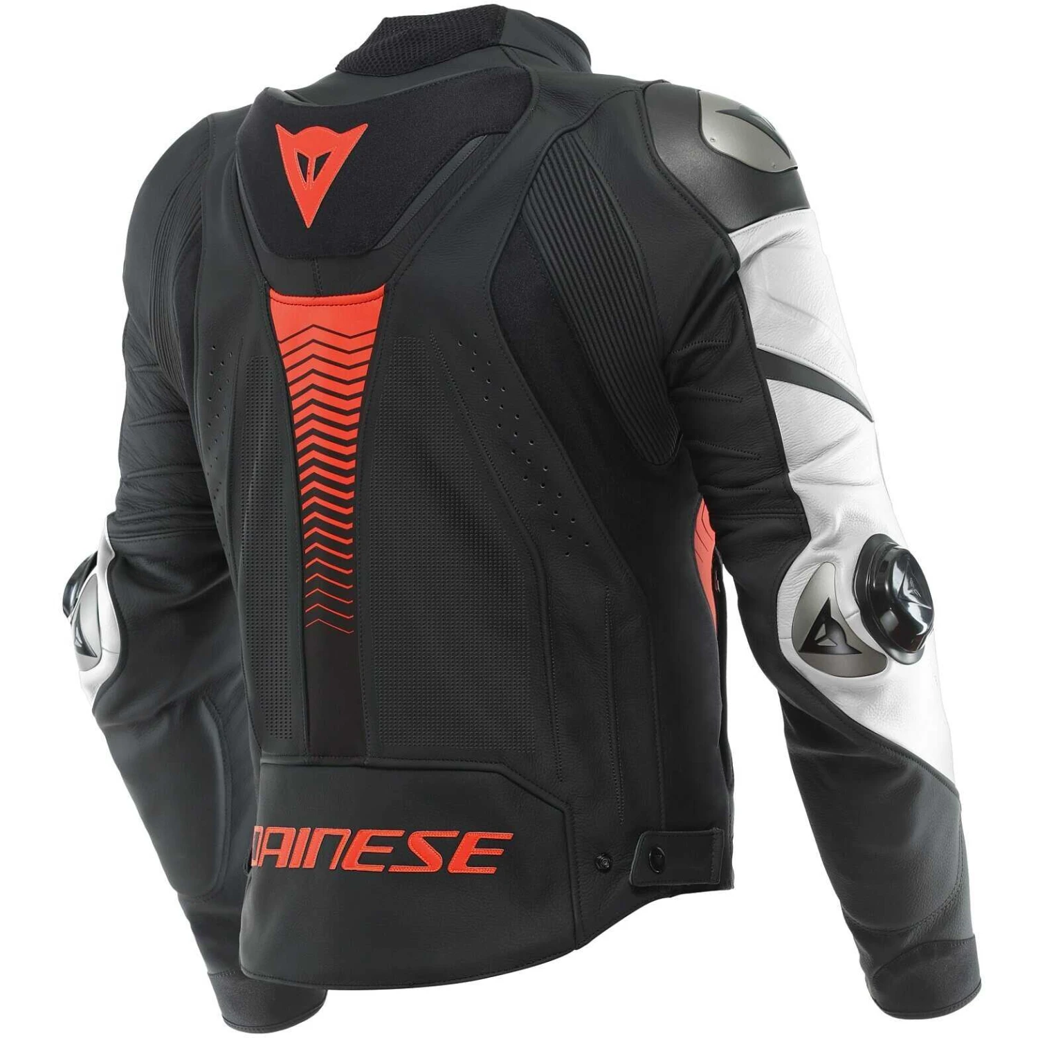 Giubbotto Moto Pelle Dainese SUPER SPEED 4 Traforata Nero Opaco Bianco Fluo Rosso 2 Giubbotto Moto Pelle Dainese SUPER SPEED 4 Traforata Nero Opaco Bianco Fluo Rosso - Image 2