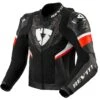 Giubbotto Moto Pelle Rev'it HYPERSPEED 2 PRO Nero Neon Rosso