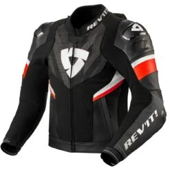 Giubbotto Moto Pelle Rev'it HYPERSPEED 2 PRO Nero Neon Rosso