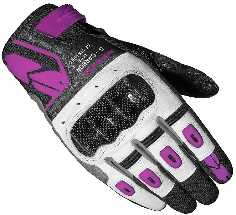 Guanti Da Donna In Pelle Moto Corto Spidi G-CARBON Lady Bianco Rosa 1 Guanti Da Donna In Pelle Moto Corto Spidi G-CARBON Lady Bianco Rosa