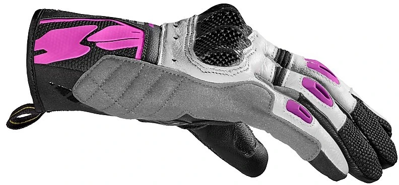 Guanti Da Donna In Pelle Moto Corto Spidi G-CARBON Lady Bianco Rosa 2 Guanti Da Donna In Pelle Moto Corto Spidi G-CARBON Lady Bianco Rosa - Image 2