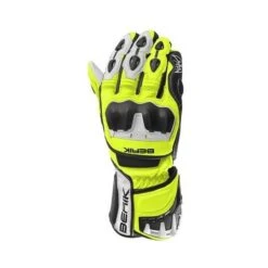 Guanti Moto In Pelle Berik G-195109-BK Nero Giallo Fluo Bianco