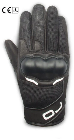 Guanti Moto In Pelle E Tessuto Certificati Oj Atmosfere G199 SNEAK Nero BiancoFluo