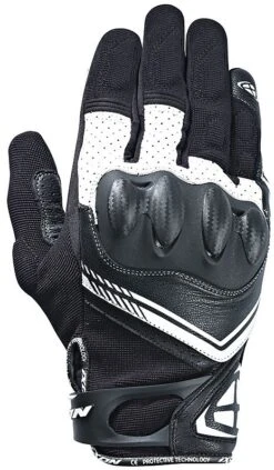 Guanti Moto In Pelle E Tessuto Estivo Ixon RS DRIFT Nero Bianco