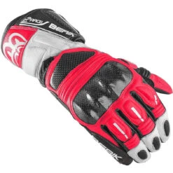 Guanti Moto In Pelle Racing Berik 2.0 195102 Rosso Fluo Bianco Nero