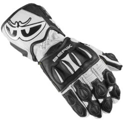 Guanti Moto Racing In Pelle Berik 2.0 195106 Pista Nero Bianco Certificato