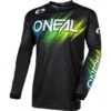 Oneal Maglia Moto Cross Enduro Mtb O'neal ELEMENT Jersey VOLTAGE Nero/Verde