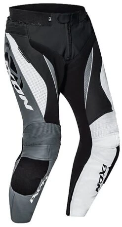 Pantalone Moto In Pelle Ixon Falcon Nero Bianco Grigio